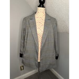 EUC Eloquii Plaid Fully Lined Blazer Jacket Sz 20 Gray Black Blue
